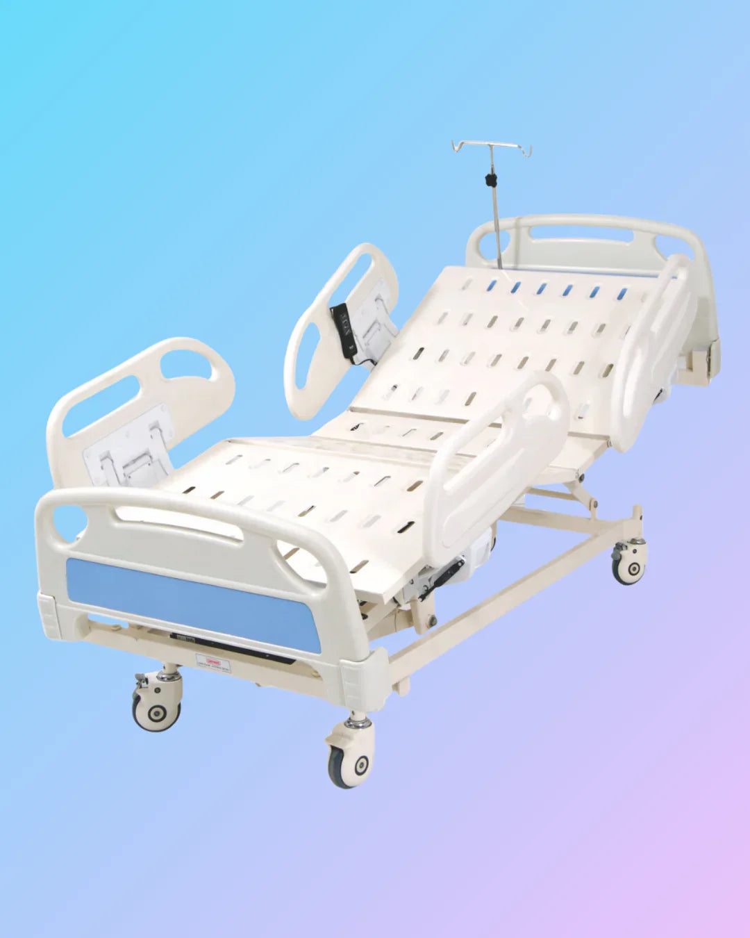 Hospital bed from My Store with adjustable side rails and a sturdy frame, designed for patient comfort and care.