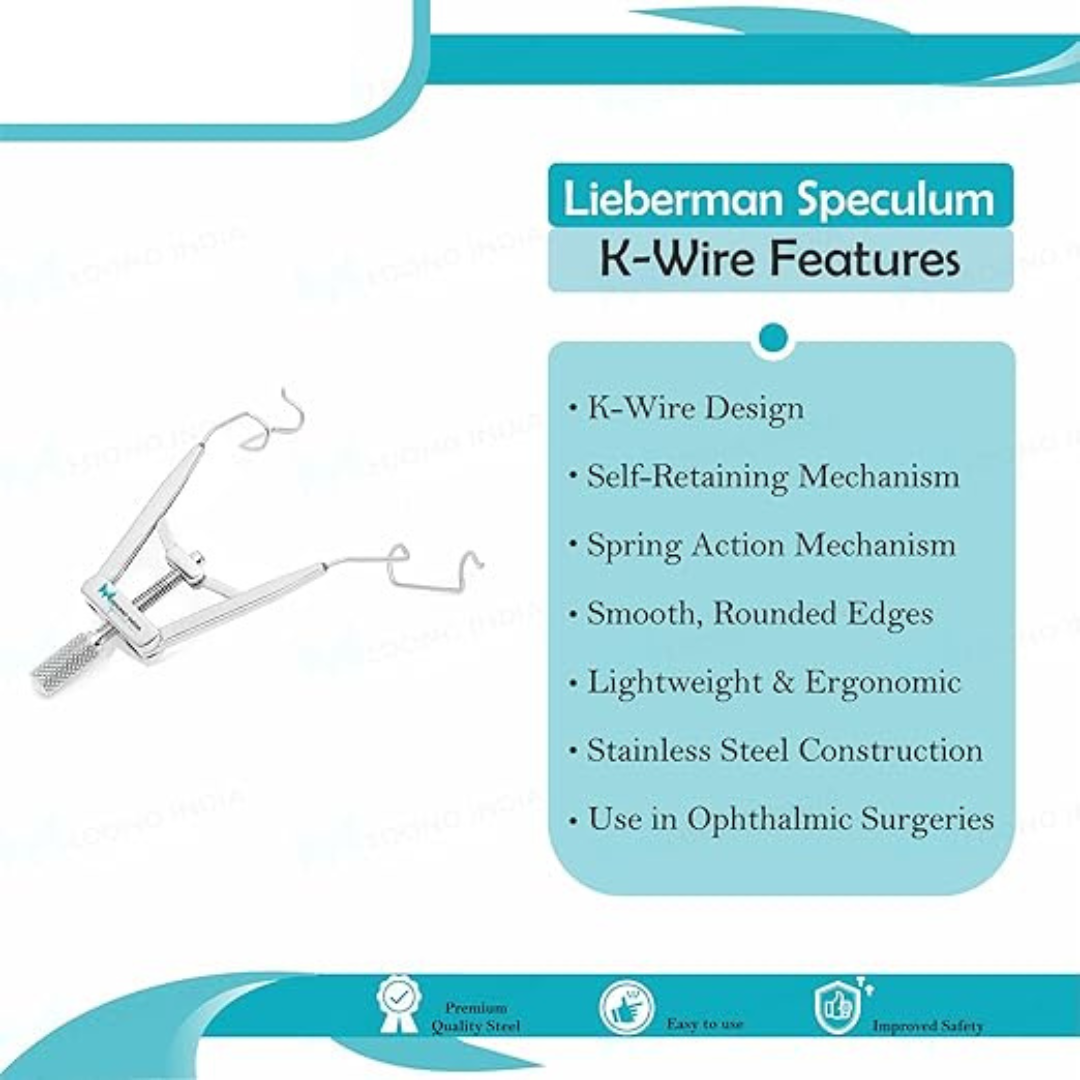 Medsor Impex Stainless Steel Lieberman Speculum Open K-Wire for Eye Surgery
