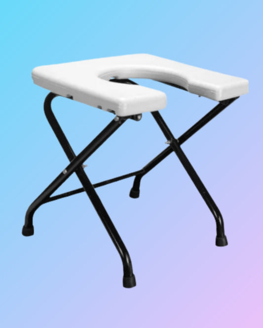 Folding commode chair by My Store, designed for elderly, disabled, and pregnant women with a sturdy frame and comfortable seat.