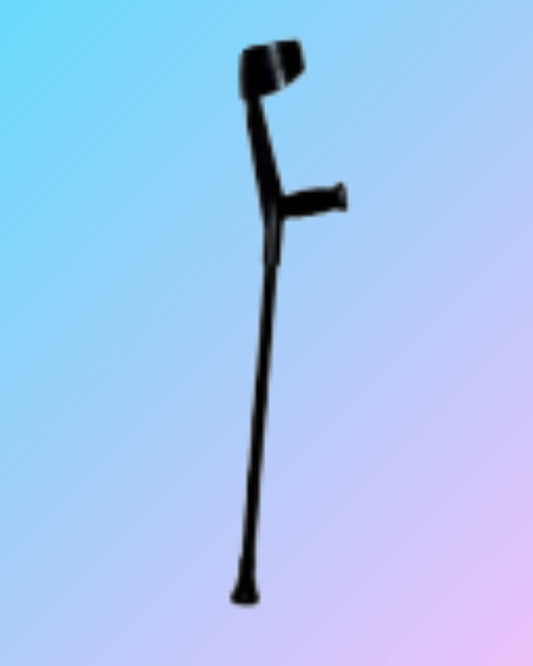 Walking stick with built-in elbow support, ergonomic design, and sturdy handle for comfortable walking assistance.