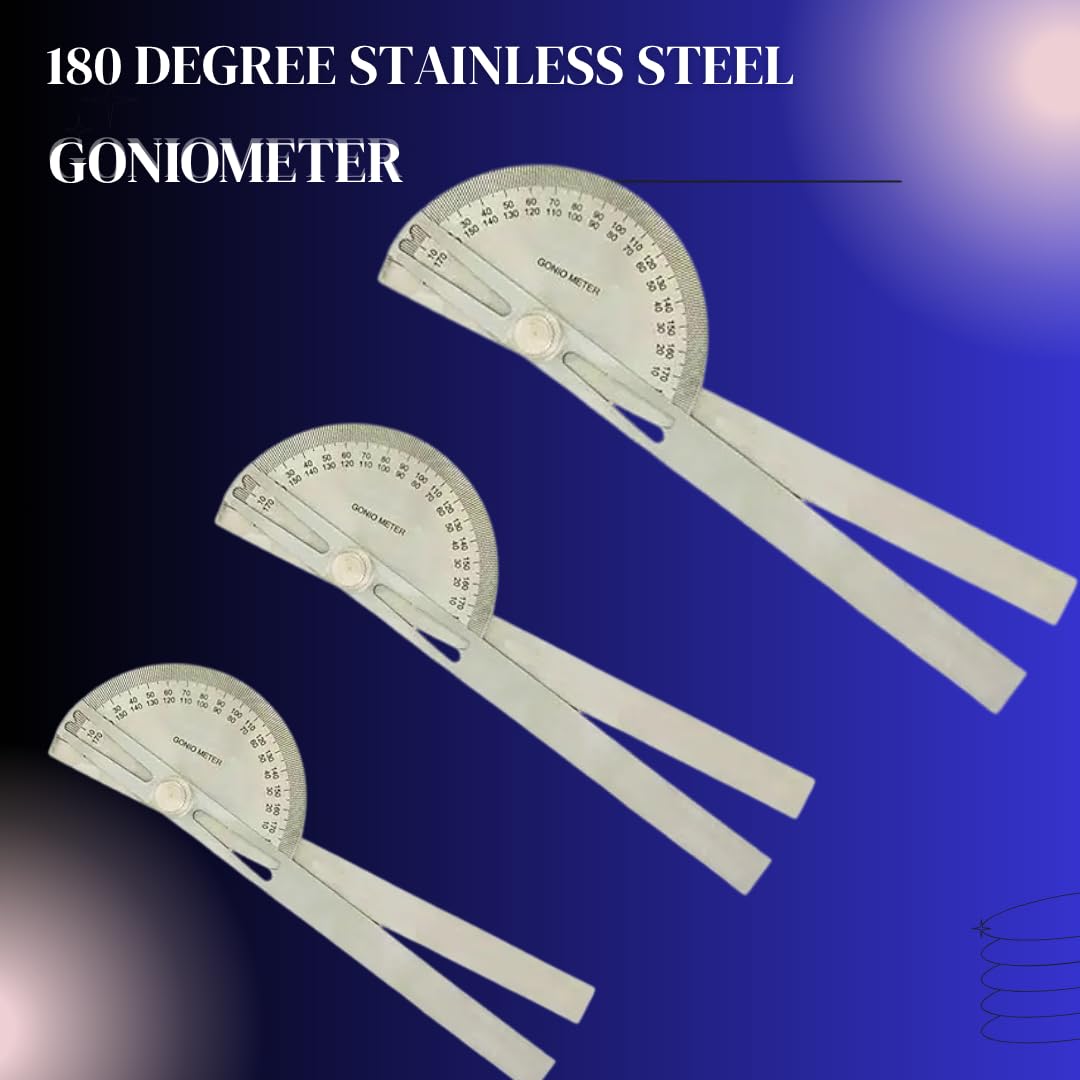 8 Inch Stainless Steel Goniometer for Physiotherapy & Orthopedic Assessment | Medsor Impex